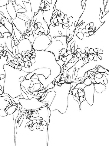 Contour Bouquet I Black Ornate Wood Framed Art Print with Double Matting by Vess, June Erica