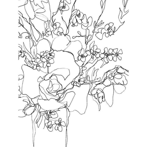 Contour Bouquet I Gold Ornate Wood Framed Art Print with Double Matting by Vess, June Erica