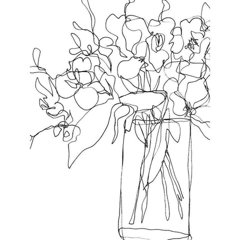 Contour Bouquet II White Modern Wood Framed Art Print by Vess, June Erica