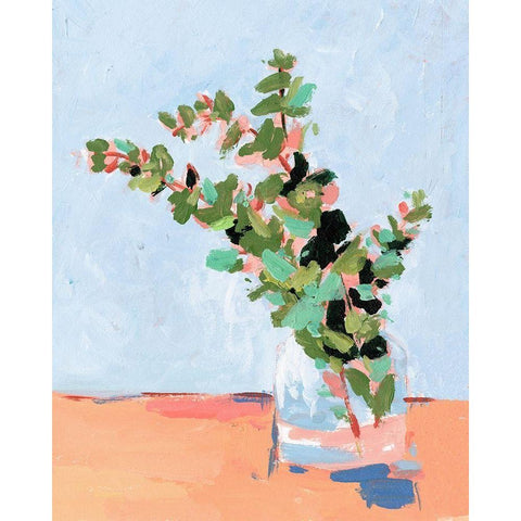 Baby Blue Eucalyptus I White Modern Wood Framed Art Print by Wang, Melissa