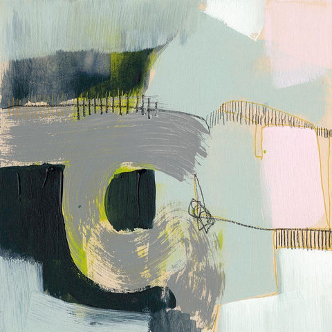 Pastel Strokes I Gold Ornate Wood Framed Art Print with Double Matting by Goldberger, Jennifer