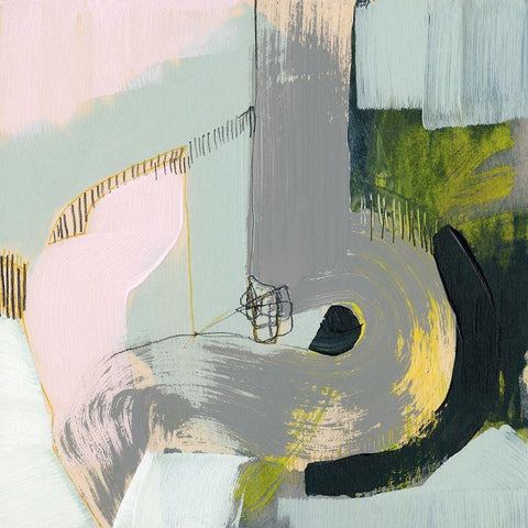 Pastel Strokes II Black Modern Wood Framed Art Print with Double Matting by Goldberger, Jennifer