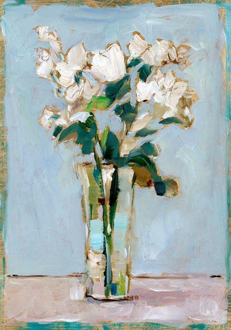 White Floral Arrangement I Black Ornate Wood Framed Art Print with Double Matting by Harper, Ethan