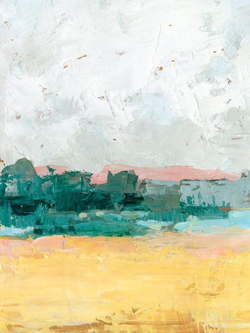 Ochre Meadow I White Modern Wood Framed Art Print with Double Matting by Harper, Ethan