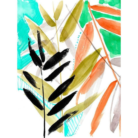 Vivid Fronds II Black Modern Wood Framed Art Print with Double Matting by Goldberger, Jennifer