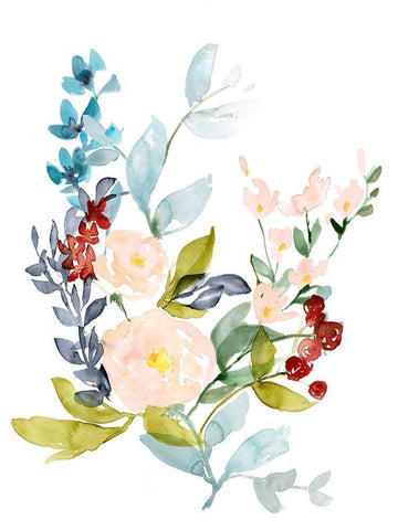 Bouquet of Spring II White Modern Wood Framed Art Print with Double Matting by Goldberger, Jennifer