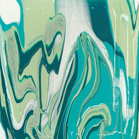Flowing Teal III Black Modern Wood Framed Art Print by Studio W
