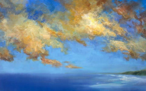 Golden Cloudscape Black Ornate Wood Framed Art Print with Double Matting by Finch, Sheila