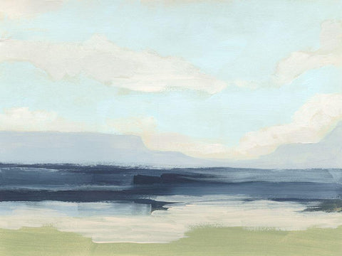 Verdant Coast II White Modern Wood Framed Art Print with Double Matting by Vess, June Erica