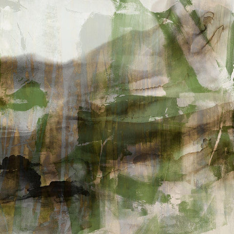Surface in Green I White Modern Wood Framed Art Print with Double Matting by Jasper, Sisa