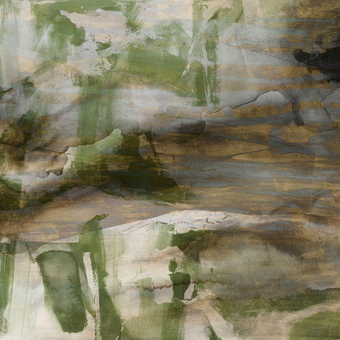 Surface in Green II White Modern Wood Framed Art Print with Double Matting by Jasper, Sisa