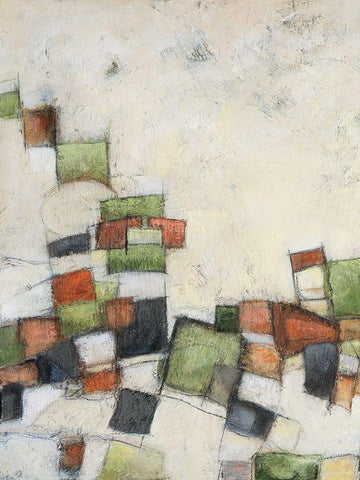 Fiesta in Earth I White Modern Wood Framed Art Print with Double Matting by Crawford, Beverly