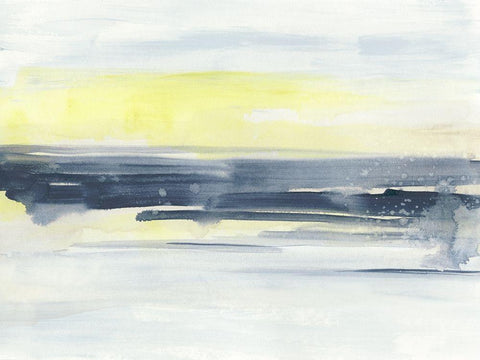 Citron Sea Horizon I White Modern Wood Framed Art Print with Double Matting by Vess, June Erica