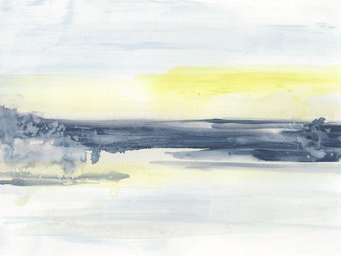 Citron Sea Horizon II Black Ornate Wood Framed Art Print with Double Matting by Vess, June Erica