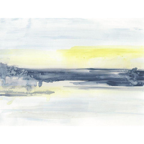 Citron Sea Horizon II Black Modern Wood Framed Art Print by Vess, June Erica