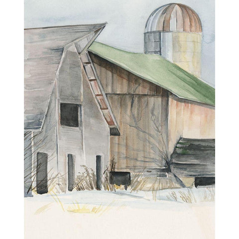 3-UP Winter Barn II Black Modern Wood Framed Art Print with Double Matting by Parker, Jennifer Paxton