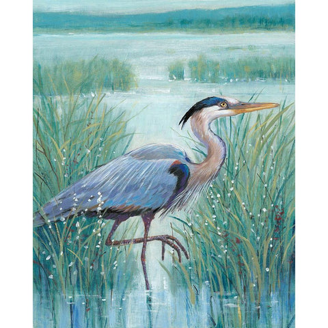 3-UP Wetland Heron I Gold Ornate Wood Framed Art Print with Double Matting by OToole, Tim