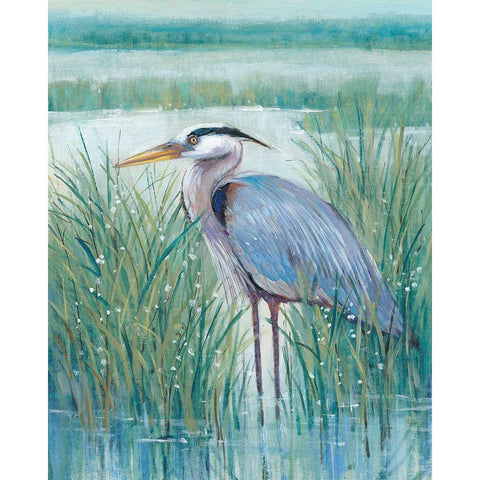 3-UP Wetland Heron II Black Modern Wood Framed Art Print with Double Matting by OToole, Tim