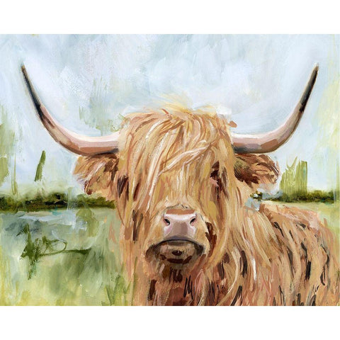 3-UP Highland Grazer I White Modern Wood Framed Art Print by Borges, Victoria