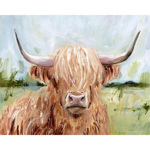 3-UP Highland Grazer II Gold Ornate Wood Framed Art Print with Double Matting by Borges, Victoria