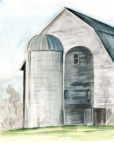 3-UP Weathered Barn I White Modern Wood Framed Art Print with Double Matting by Parker, Jennifer Paxton