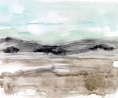 Lines in the Range I White Modern Wood Framed Art Print with Double Matting by Goldberger, Jennifer