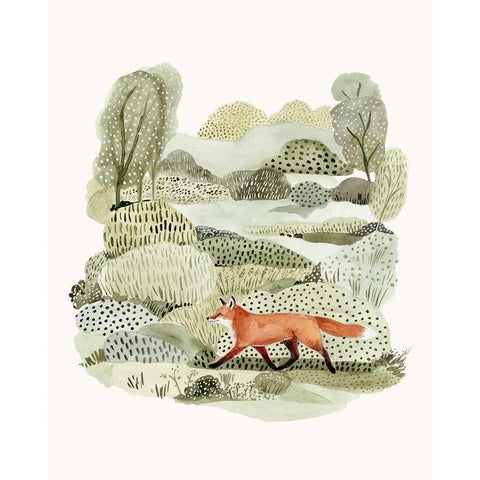 Fox Glen II White Modern Wood Framed Art Print by Borges, Victoria