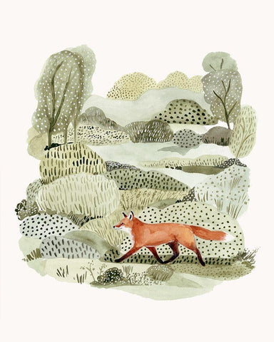 Fox Glen II White Modern Wood Framed Art Print with Double Matting by Borges, Victoria