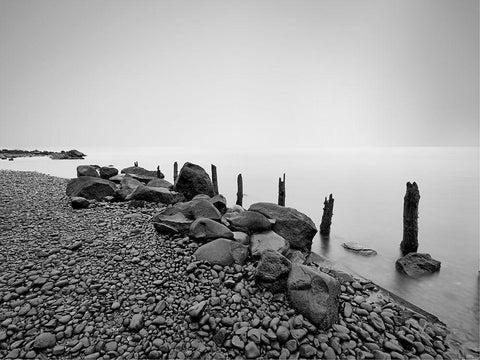 Black and White Water I White Modern Wood Framed Art Print with Double Matting by McLoughlin, James