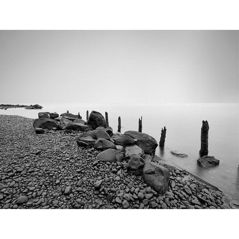 Black and White Water I Black Modern Wood Framed Art Print with Double Matting by McLoughlin, James