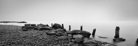 Black and White Water Panel I White Modern Wood Framed Art Print with Double Matting by McLoughlin, James