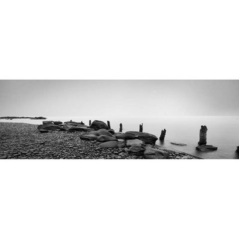 Black and White Water Panel I Black Modern Wood Framed Art Print by McLoughlin, James