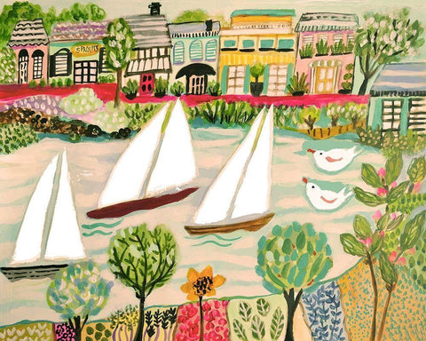 Smooth Sailing I Black Ornate Wood Framed Art Print with Double Matting by Fields, Karen