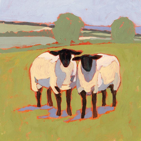 Suffolk Sheep III White Modern Wood Framed Art Print by Borges, Victoria