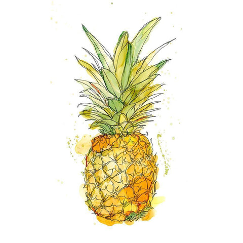 Pineapple Splash I Black Modern Wood Framed Art Print with Double Matting by Harper, Ethan