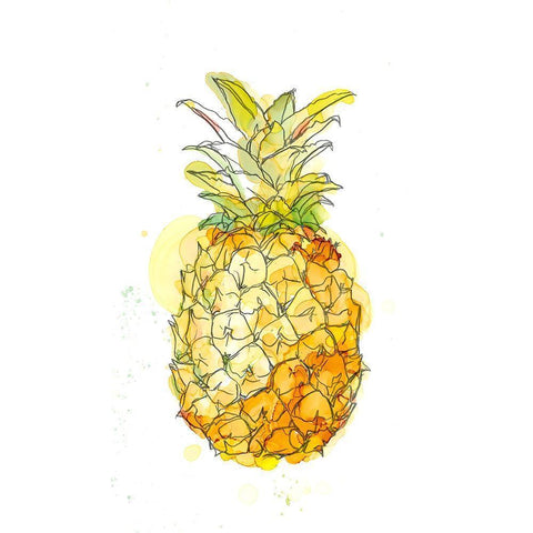 Pineapple Splash II Black Modern Wood Framed Art Print by Harper, Ethan