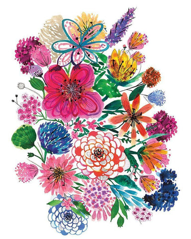 Free Floral I White Modern Wood Framed Art Print with Double Matting by Hernandez, Larisa