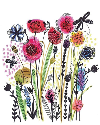 Free Floral II Black Ornate Wood Framed Art Print with Double Matting by Hernandez, Larisa