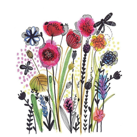 Free Floral II Black Modern Wood Framed Art Print by Hernandez, Larisa