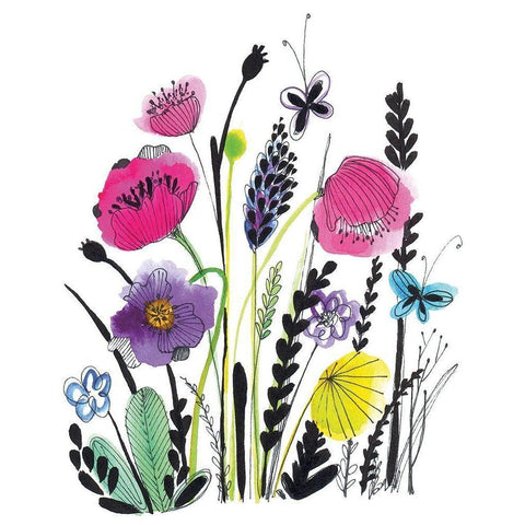 Free Floral IV Black Modern Wood Framed Art Print with Double Matting by Hernandez, Larisa