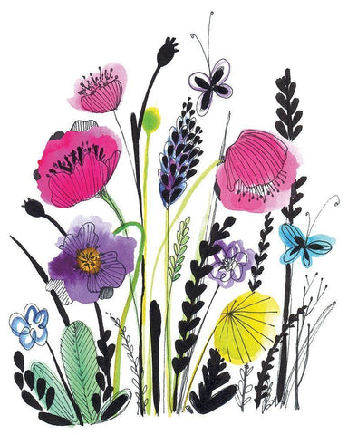 Free Floral IV White Modern Wood Framed Art Print with Double Matting by Hernandez, Larisa
