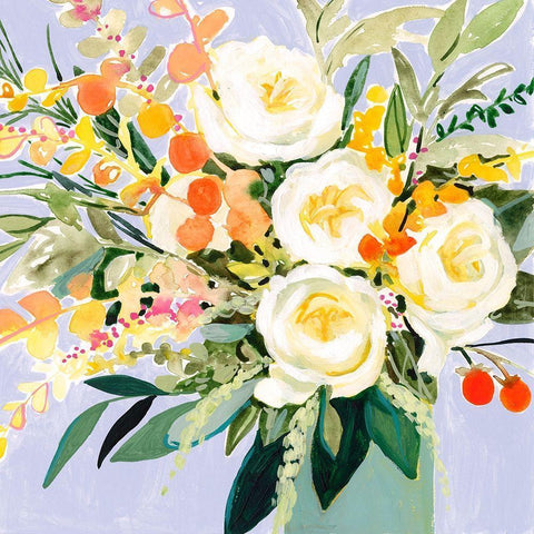 Garden Rose Bouquet I Black Modern Wood Framed Art Print by Borges, Victoria