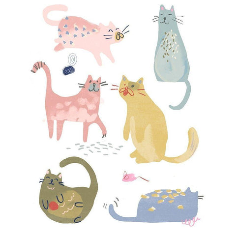 Cat Squad IV Black Modern Wood Framed Art Print by Vess, June Erica