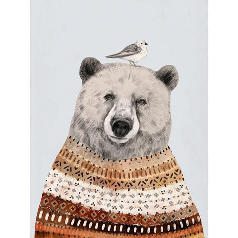 Fair Isle Bear II White Modern Wood Framed Art Print by Borges, Victoria