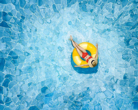 Floating II White Modern Wood Framed Art Print with Double Matting by Popp, Grace