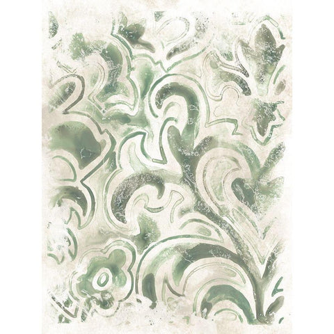 Ancient Tile IV Black Modern Wood Framed Art Print with Double Matting by Vess, June Erica