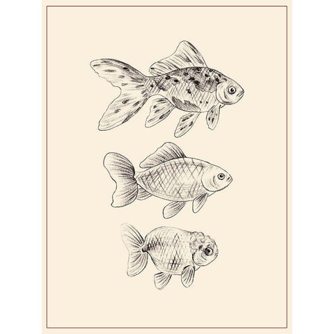 Goldfish I White Modern Wood Framed Art Print by Wang, Melissa