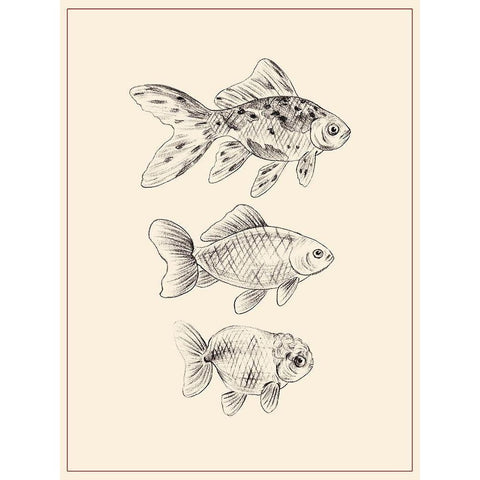 Goldfish I Gold Ornate Wood Framed Art Print with Double Matting by Wang, Melissa