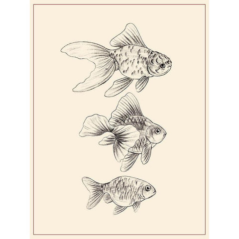 Goldfish III White Modern Wood Framed Art Print by Wang, Melissa