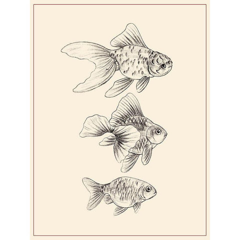Goldfish III Gold Ornate Wood Framed Art Print with Double Matting by Wang, Melissa